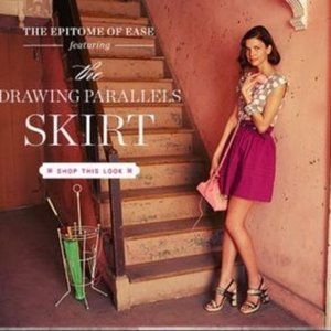 Anthro Odille Drawing Parallels Drawstring Skirt S